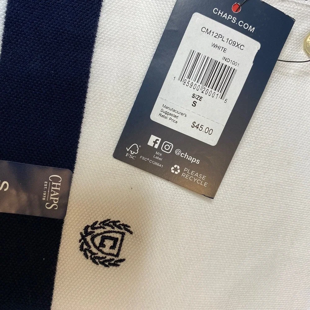 Chaps White Jersey Polo‎ Shirt Men's Size S